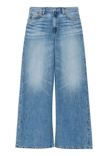 RE/DONE whiskering-effect low-rise wide-leg jeans - Blau