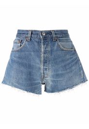 RE/DONE Jeans-Shorts mit ungesäumten Kanten - Blau