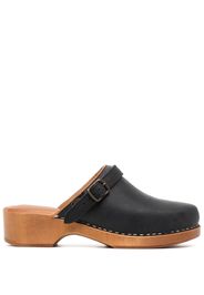 RE/DONE wooden-platform leather clogs - Schwarz