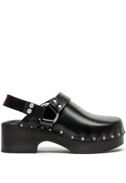 RE/DONE Mules mit Nieten - WORN BLACK LEATHER