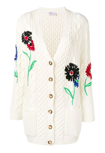 RED Valentino Cardigan mit Zopfmuster - Weiß