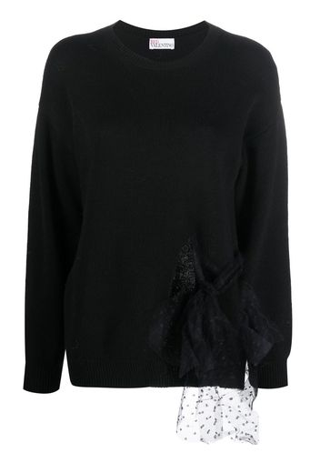 RED Valentino tulle-detail knitted jumper - Schwarz