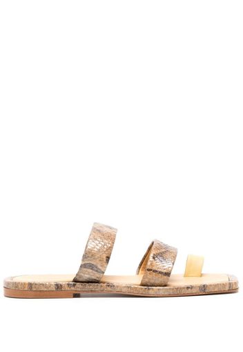 Rejina Pyo Larissa snakeskin-print leather sandals - Braun