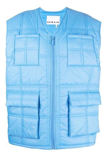 REMAIN v-neck quilted gilet - Blau