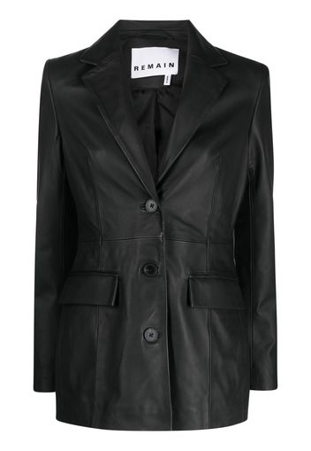 REMAIN single-breasted leather blazer - Schwarz