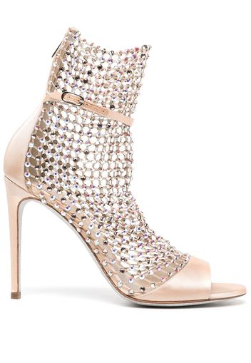 René Caovilla 105mm crystal-embellished mesh sandals - Metallisch