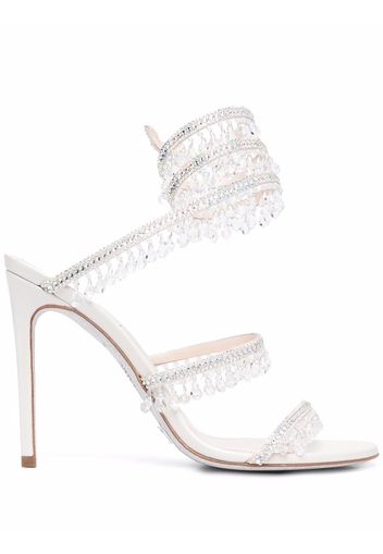 René Caovilla Cleo embellished satin sandals - Weiß