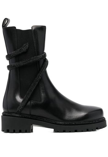 René Caovilla wrap-around leather boots - Schwarz