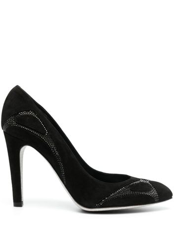 René Caovilla 95mm crystal-embellished detail pumps - Schwarz