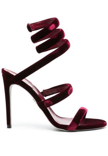 René Caovilla Cleo 110mm velvet-finish sandals - Rot