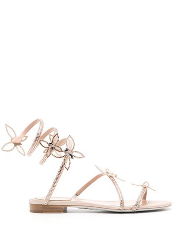 René Caovilla crystal-embellished butterfly-detail sandals - Nude