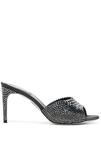 René Caovilla 70mm crystal-embellished leather mules - Schwarz