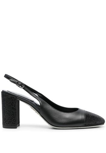 René Caovilla Slingback-Pumps mit Kristallen 80mm - Schwarz