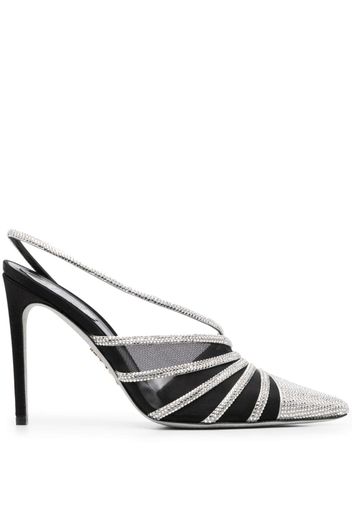 René Caovilla crystal-embellished 110mm slingback pumps - Silber