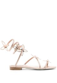 René Caovilla crystal-embellished butterfly-detail sandals - Nude