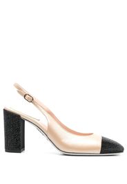 René Caovilla 80mm two-tone rhinestone pumps - Nude