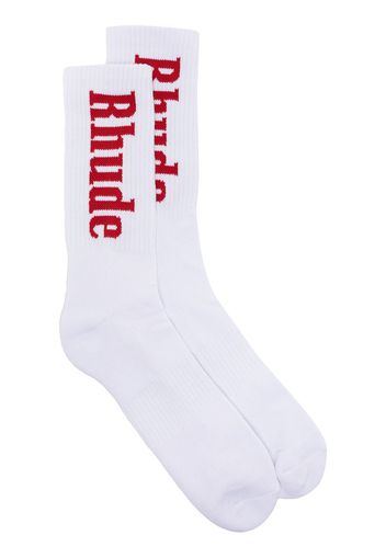 Rhude intarsia-knit logo ankle socks - Weiß