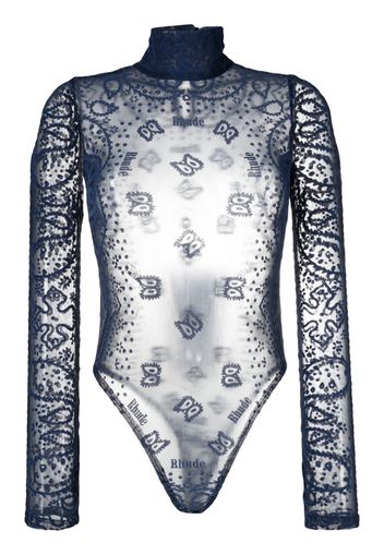 Rhude bandana-embroidered bodysuit - Blau