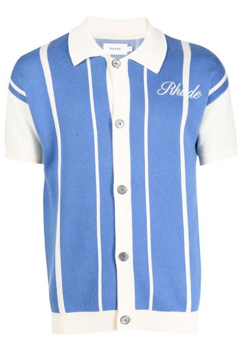 Rhude logo-embroidery striped polo shirt - Blau