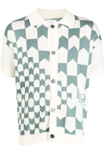 Rhude check-print knitted polo shirt - Grün