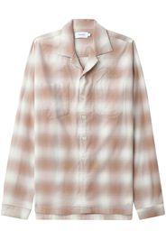 Rhude logo-embroidered check-print shirt - Braun