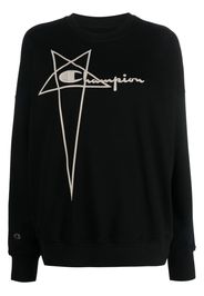 Rick Owens X Champion logo-embroidered cotton sweatshirt - Schwarz