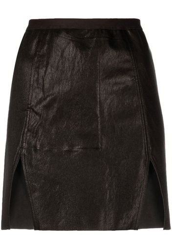 Rick Owens side-slit leather miniskirt - Schwarz