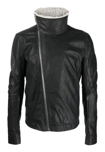 Rick Owens asymmetric leather jacket - Schwarz