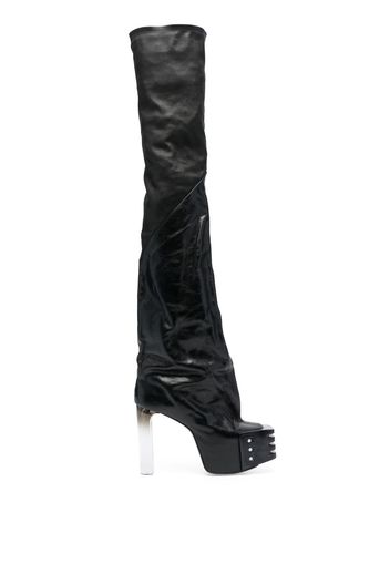 Rick Owens Overknee-Stiefel mit Plateausohle - Schwarz