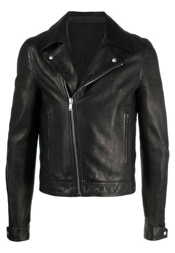 Rick Owens leather zip-up biker jacket - Schwarz