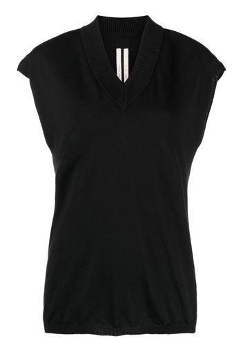 Rick Owens V-neck wool top - Schwarz