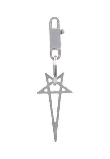 Rick Owens Pentagram engraved-logo brass keyring - Silber