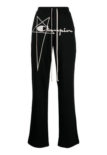 Rick Owens logo-embroidered track trousers - Schwarz