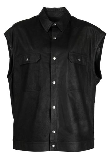 Rick Owens leather classic-collar gilet - Schwarz