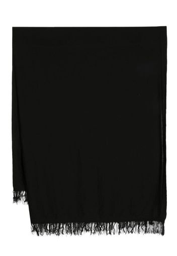 Rick Owens fringed-edge knitted wool scarf - Schwarz