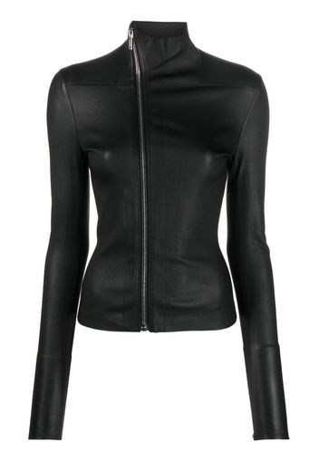 Rick Owens off-centre zip-up leather jacket - Schwarz