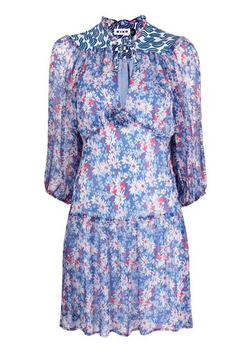 Rixo floral-print short dress - Blau