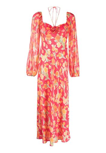 Rixo floral-print halterneck silk dress - Rot