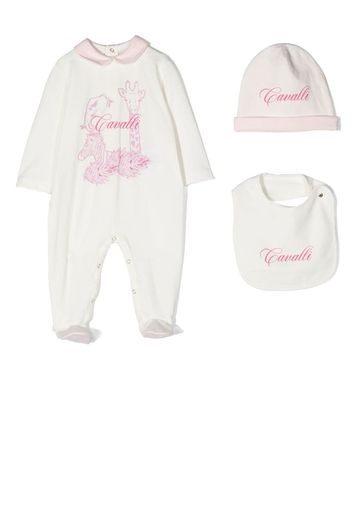 Roberto Cavalli Junior Strampler-Set mit Tiere-Print - Weiß