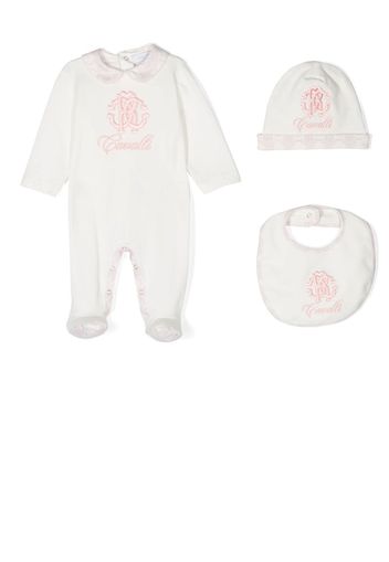 Roberto Cavalli Junior Strampler-Set mit Logo-Stickerei - Weiß