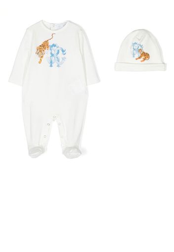 Roberto Cavalli Junior Strampler-Set mit Tiger-Print - Weiß