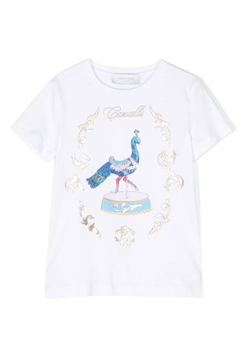 Roberto Cavalli Junior T-Shirt mit Logo-Print - Weiß