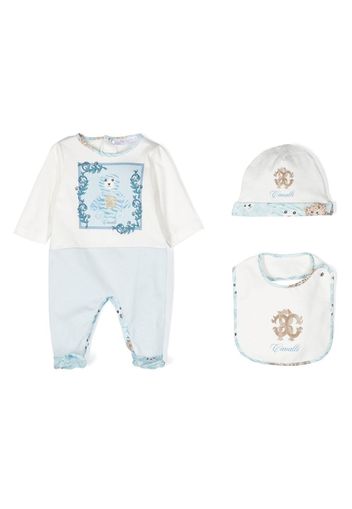 Roberto Cavalli Junior Strampler-Set mit Teddy-Print - Weiß