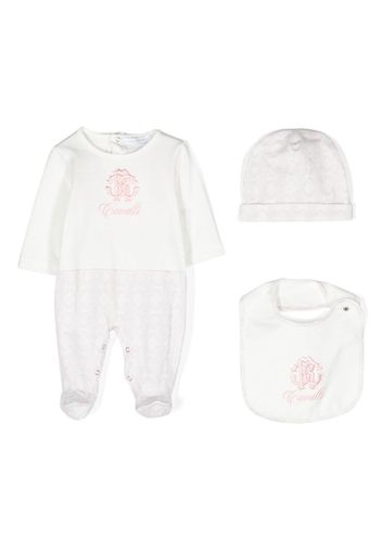 Roberto Cavalli Junior Strampler-Set mit Logo-Stickerei - Weiß