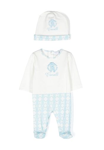 Roberto Cavalli Junior Strampler-Set mit Logo-Stickerei - Weiß