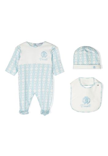 Roberto Cavalli Junior Strampler-Set mit Logo-Print - Weiß