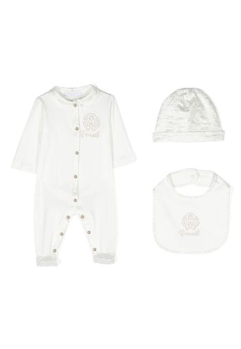 Roberto Cavalli Junior Strampler-Set mit Logo-Stickerei - Weiß