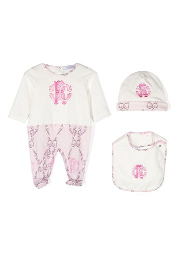 Roberto Cavalli Junior Strampler-Set mit Logo-Print - Weiß