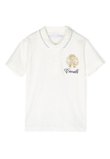 Roberto Cavalli Junior monogram-patch polo shirt - Weiß
