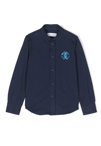 Roberto Cavalli Junior Hemd mit Logo-Stickerei - Blau